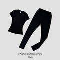 Conjunto de remera corta y calza con cintura compresiva
