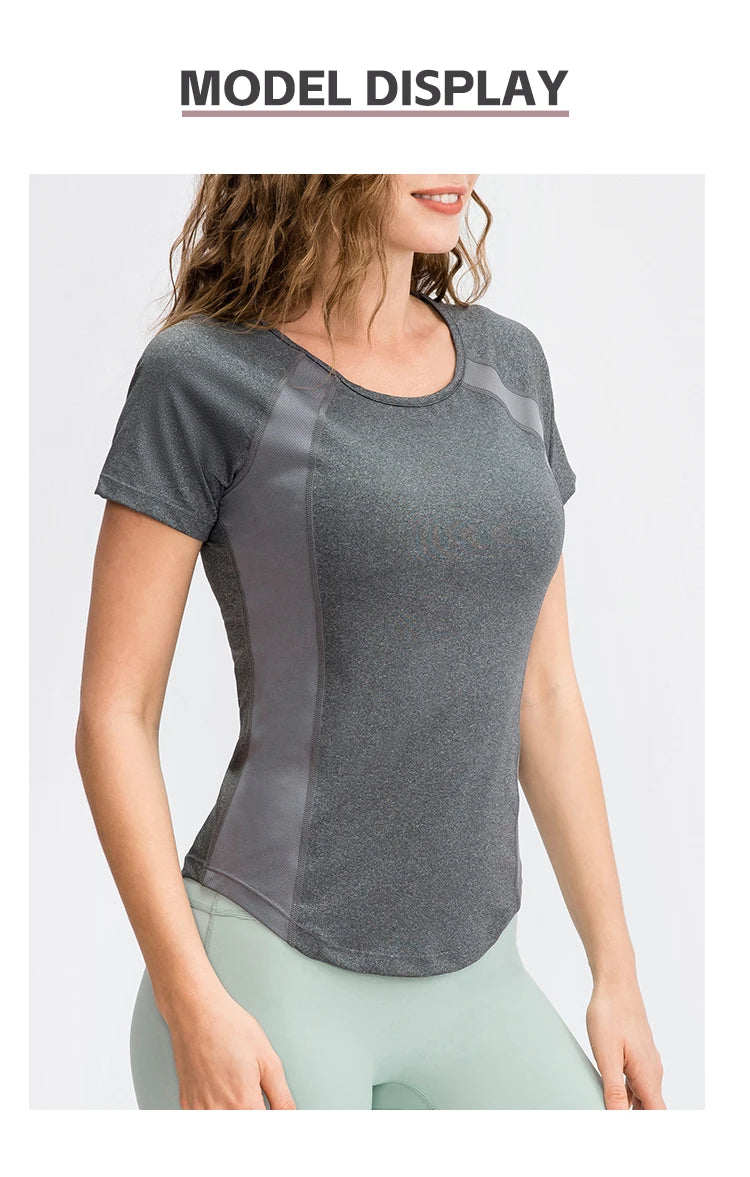 Remera deportiva de manga corta en poliéster y elastano