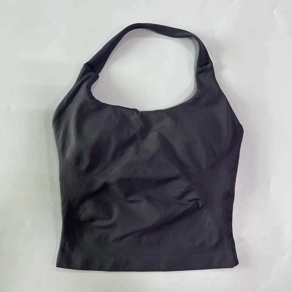 Top deportivo largo halter con copas removibles