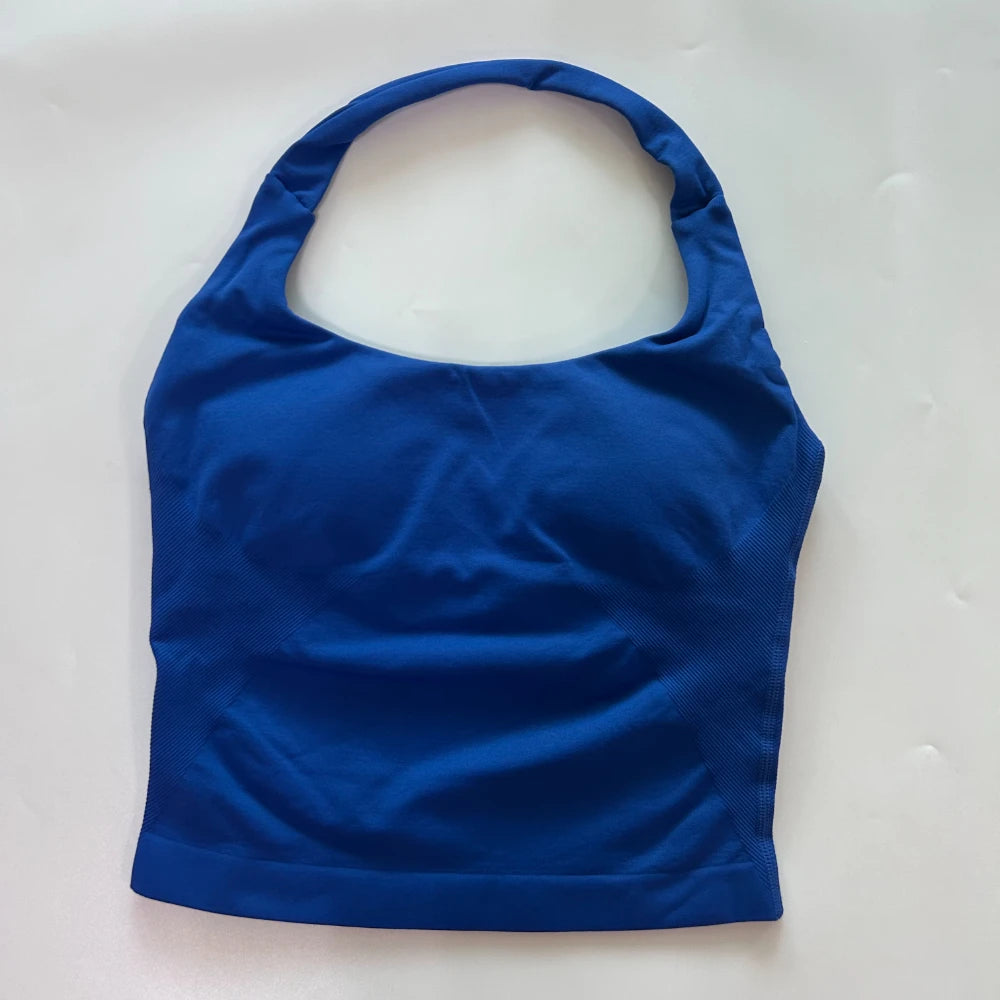 Top deportivo largo halter con copas removibles