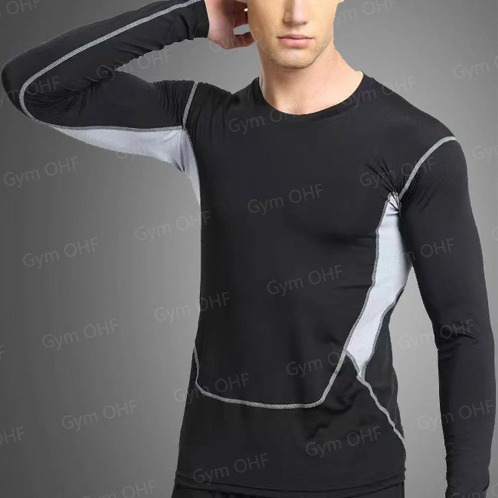 Remera deportiva ajustada de hombre de manga corta