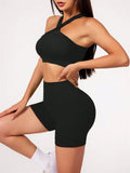 Conjunto de top con tiras y biker sin costuras